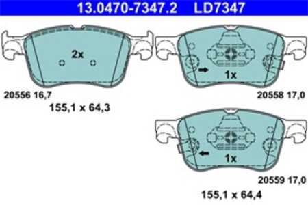 Bromsbeläggsats, Framaxel, ford focus iv, focus sedan iv, focus turnier iv, kuga iii, puma, 2209149, 2210416, 2454601, KTJX61-2