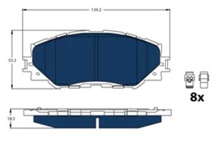 Bromsbeläggsats, Framaxel, toyota prius plus, yaris, 04465-02220