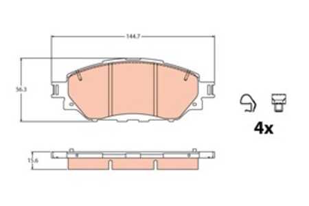 Bromsbeläggsats, Framaxel, toyota hilux pick-up viii, 04465-0K350