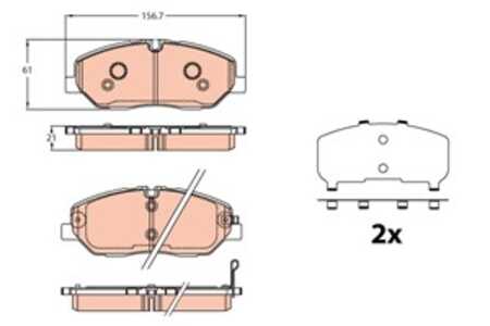 Bromsbeläggsats, Framaxel, hyundai h350 buss, h350 flak/chassi, h350 skåp, 58101-59A00, 58101-59A10