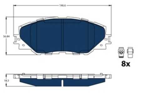 Bromsbeläggsats, Framaxel, toyota auris, auris kombi, prius plus, rav 4 iv, 04465-02160