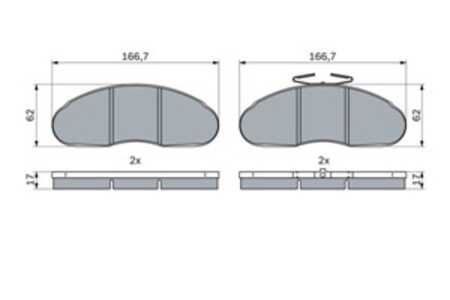 Bromsbeläggsats, Framaxel, renault trucks b flak/chassi, b skåp, messenger flak/chassi, 50 00 295 329, 50018 34527