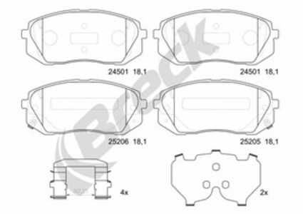 Bromsbeläggsats, Framaxel, hyundai,kia, 58101 2YA00, 58101 2YA50, 58101 3ZA10, 58101 3ZA16, 58101 3ZA70, 58101 3ZA76, 58101 4WA