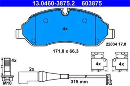 Bromsbeläggsats, Framaxel, ford, 1824121, 1829400, 1840479, 2005987, 2391870, BK31-2K021-AA, BK31-2K021-AB, BK31-2K021-AC, BK31