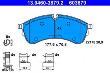 Bromsbeläggsats, Framaxel, vw crafter buss, crafter flak/chassi, crafter skåp, grand california camper, 2N0 698 151 A