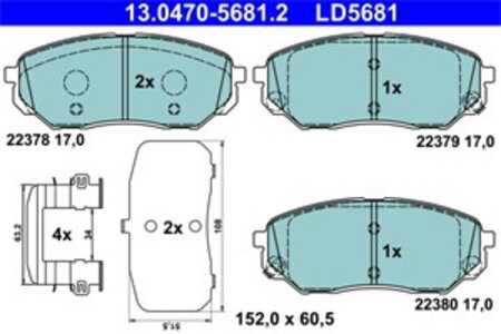 Bromsbeläggsats, Framaxel, hyundai santa fe iv, santa fe skåp/suv iv, kia sorento iii, 58101-C5A70, 58101-S1A70