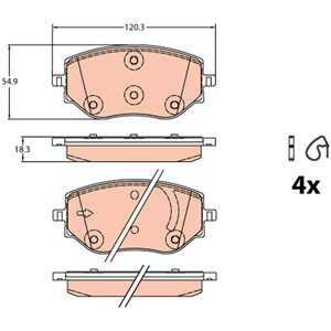 Bromsbeläggsats, Framaxel, dacia logan iii, sandero iii, renault clio v, 41 06 088 85R