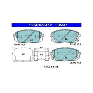 Bromsbeläggsats, Framaxel, hyundai,kia, 58101-2SA51, 58101-2SA75, 58101-3ZA10, 58101-3ZA16, 58101-3ZA70, 58101-3ZA76, 58101-4WA