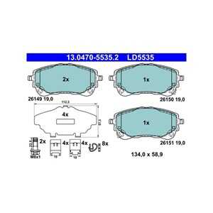 Bromsbeläggsats, Framaxel, toyota corolla halvkombi, corolla kombi, corolla sedan, yaris cross, 04465-02470, 04465-02471