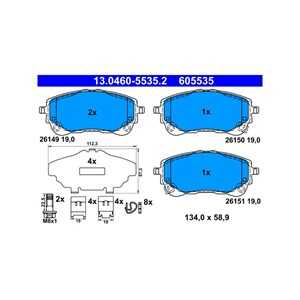 Bromsbeläggsats, Framaxel, toyota corolla halvkombi, corolla kombi, corolla sedan, yaris cross, 04465-02470, 04465-02471