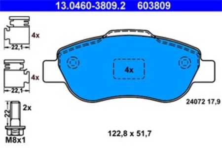 Bromsbeläggsats, Framaxel, fiat panda, panda skåp/halvkombi, 77362689, 77362691