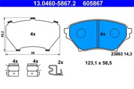 Bromsbeläggsats, Framaxel, mazda mx-5 ii, N0Y9-33-23Z, NCY3-33-23Z