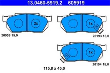 Bromsbeläggsats, Framaxel, honda, 45022-SB0-505, 45022-SB0-670, 45022-SB0-671, 45022-SB0-672, 45022-SH3-G00, 45022-SH3-G03, 450