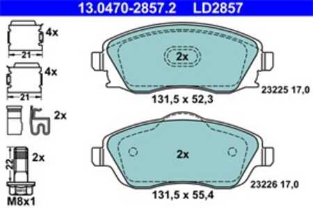 Bromsbeläggsats, Framaxel, opel,vauxhall, 16 05 081, 16 05 092, 16 05 964, 16 05 974, 9200108, 93172261, 93176114, 93184269