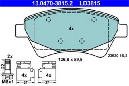 Bromsbeläggsats, Framaxel, renault, 41 06 012 41R, 41 06 087 13R, 77 01 207 184, 77 01 207 672, 77 01 208 122, 77 01 209 444, 8