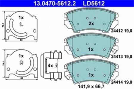 Bromsbeläggsats, Framaxel, chevrolet,opel,saab,vauxhall, 13237751, 16 05 232, 16 05 434, 22959104, 95530018