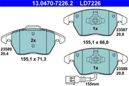 Bromsbeläggsats, Framaxel, audi a1, a1 sportback, tt, tt roadster, 8J0 698 151 C, 8J0 698 151