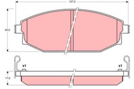 Bromsbeläggsats, Framaxel, hyundai galloper i, galloper ii, mitsubishi galloper, toyota hilux pick-up vii, 58101M1A00, 58101-M1