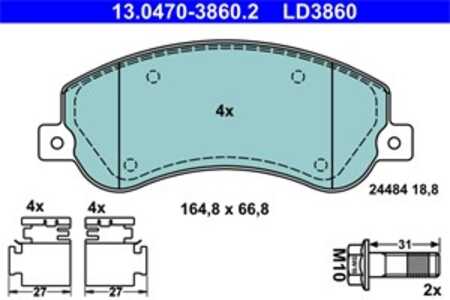 Bromsbeläggsats, Framaxel, vw amarok, amarok flak/chassi, 2H0 698 151 A, 2H0 698 151, JZW 698 151 AM