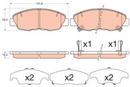 Bromsbeläggsats, Framaxel, honda civic ix, civic sedan ix, 45022-TR3-A00