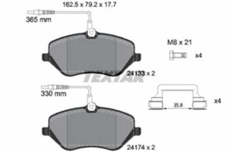 Bromsbeläggsats, Framaxel, citroën c5 iii, c5 break iii, c6, peugeot 407, 407 coupé, 407 sw, 607, 1611457580, 1617270180, 42527