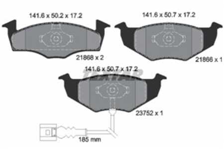 Bromsbeläggsats, Framaxel, skoda,vw, 6Q0698151B