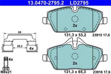 Bromsbeläggsats, Framaxel, bmw 2 active tourer [f45], mini mini, mini cabriolet, mini clubman, 34 10 6 863 292, 34 10 6 884 263