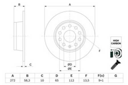 Bromsskiva, Bakaxel, audi q2, cupra ateca, seat ateca, skoda karoq, octavia iv, octavia combi iv, vw t-roc, 5Q0 615 601 B, 5Q0 