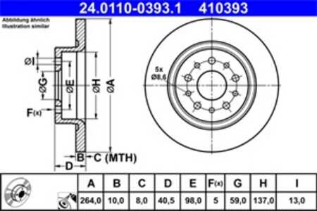 Bromsskiva, Bakaxel, fiat 500l, tipo halvkombi, tipo kombi, tipo sedan, 51914664, 52026319, 52026321, 52067391