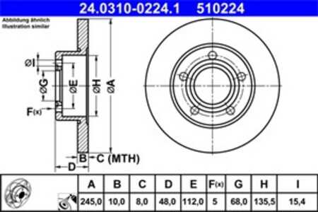 Bromsskiva, Bakaxel, audi a4 b5, a4 b5 avant, vw passat b5, passat b5 variant, passat b5.5, passat b5.5 variant, 8D0 615 601 A,