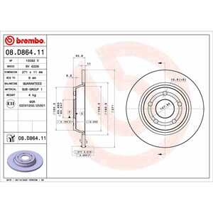 Bromsskiva, Bakaxel, ford focus iv, focus sedan iv, focus turnier iv, 2196429, JX612A315ACA, JX612A315AEA