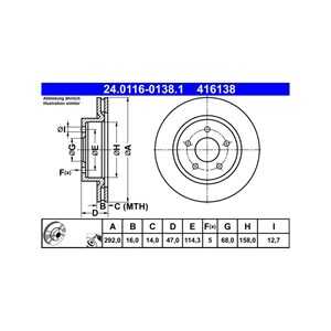 Bromsskiva, Bakaxel, nissan leaf, qashqai suv ii, x-trail iii, x-trail iv, x-trail van, renault koleos ii, 43 20 644 23R, 43 20