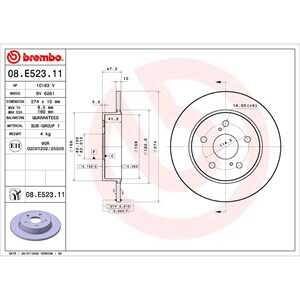 Bromsskiva, Bakaxel, suzuki swace, toyota corolla halvkombi, corolla kombi, corolla sedan, 4243102320, T424310232