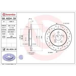 Bromsskiva, Bakaxel, lexus ct, subaru trezia, toyota corolla sedan, matrix, prius, prius phv, verso s, 4243102110, 4243102200, 