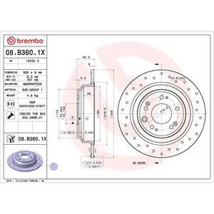 Bromsskiva, Bakaxel, honda accord viii, accord kombi viii, accord sedan ix, 42510TL0G50, 42510TL0G51