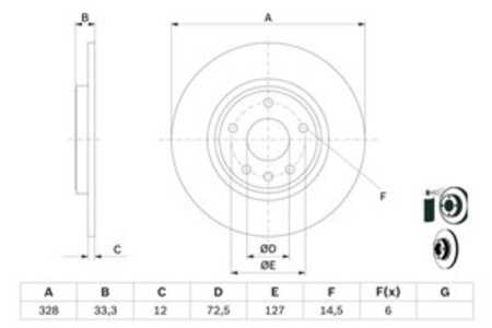 Bromsskiva, Bakaxel, fiat freemont, lancia voyager minibus,  minivan, 04779 713AA, 4779 713AA, 4779713AA, 68227 800AA, 7B0 615 