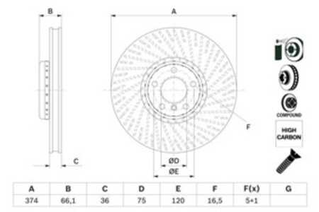 Bromsskiva, Framaxel, Höger, bmw 5 gran turismo [f07], 7 [f01, f02, f03, f04], 34 11 6 783 778, 34 11 6 789 544