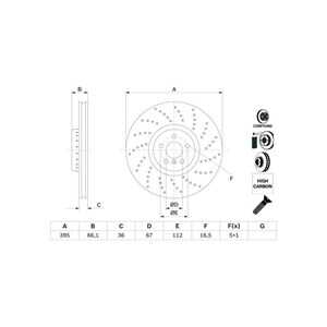 Bromsskiva, framaxel höger, bmw, 34 10 6 887 658, 34 11 6 878 046