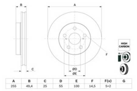 Bromsskiva, Framaxel, toyota prius, prius phv, 43512 47060