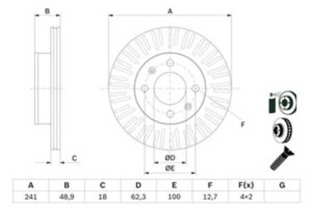 Bromsskiva, Framaxel, hyundai i10 i, i10 ii, kia picanto i, picanto ii, 51712 07500