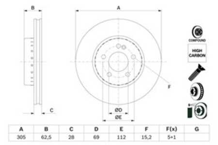 Bromsskiva, Framaxel, mercedes-benz, 000 421 25 12, A 000 421 25 12