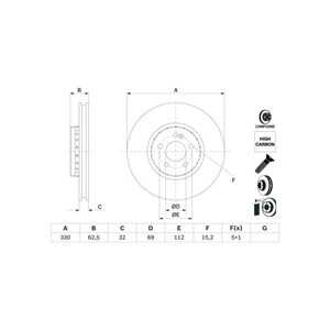 Bromsskiva, Framaxel, mercedes-benz, 000 421 27 12, A 000 421 27 12