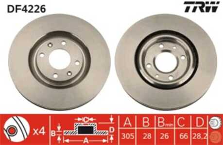 Bromsskiva, Framaxel, peugeot 406 coupé, 4246 T1, 4246 V1, 4249 G8, 96 321 051 80, 96 361 554 80