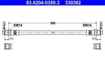 Bromsslang, Bak, mercedes-benz heckflosse [w111, w112], s-klass sedan [w108, w109], 000 428 58 35, A 000 428 58 35