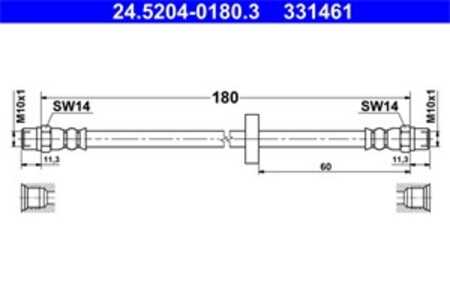 Bromsslang, Bakaxel, Bakaxel höger, Bakaxel vänster, På bromsok, audi,vw, 321 611 775 B, 321 611 775, 431 611 775 A, 433 611 77