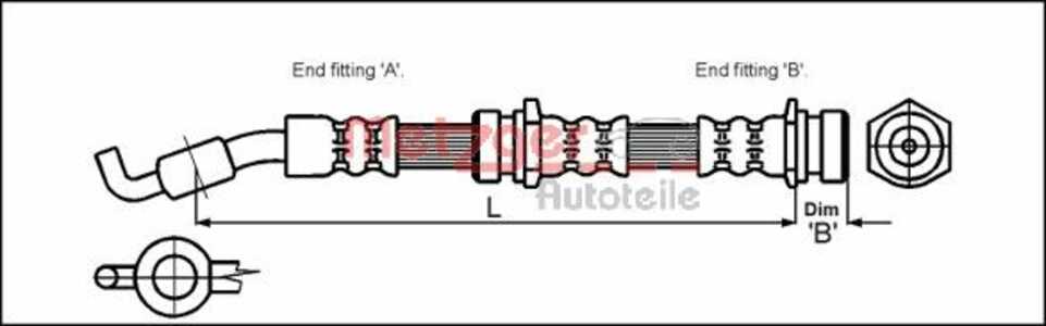 Bromsslang, Bakaxel, Höger bak, Tvåsidig, Vänster bak, mazda, GA2E43980, GA5R43980, GA5R43980A