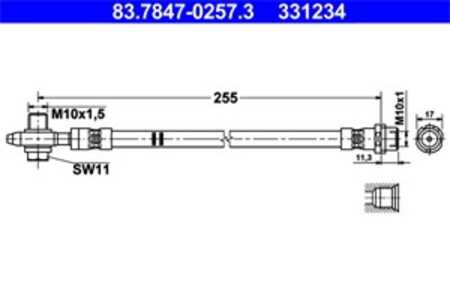 Bromsslang, Bakaxel höger, audi,seat,skoda,vw, 1K0 611 776, 561 611 776, 5C0 611 776