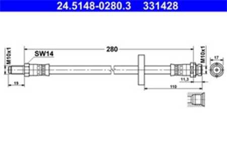 Bromsslang, Bakaxel, ford mondeo iii, mondeo sedan iii, mondeo turnier iii, 1114758, 1117107, 1121635, 1444731, 1S71-2282-AB, 1