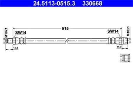 Bromsslang, Bakaxel, mercedes-benz vito buss [w638], vito skåp [w638], v-klass [638/2], 638 428 10 35, 638 428 21 35, A 638 428