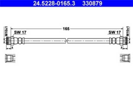 Bromsslang, Bakaxel, fiat 500, 500 c, panda, panda skåp/halvkombi, ford ka, 1566996, 46803893, 9S51-2282-CA